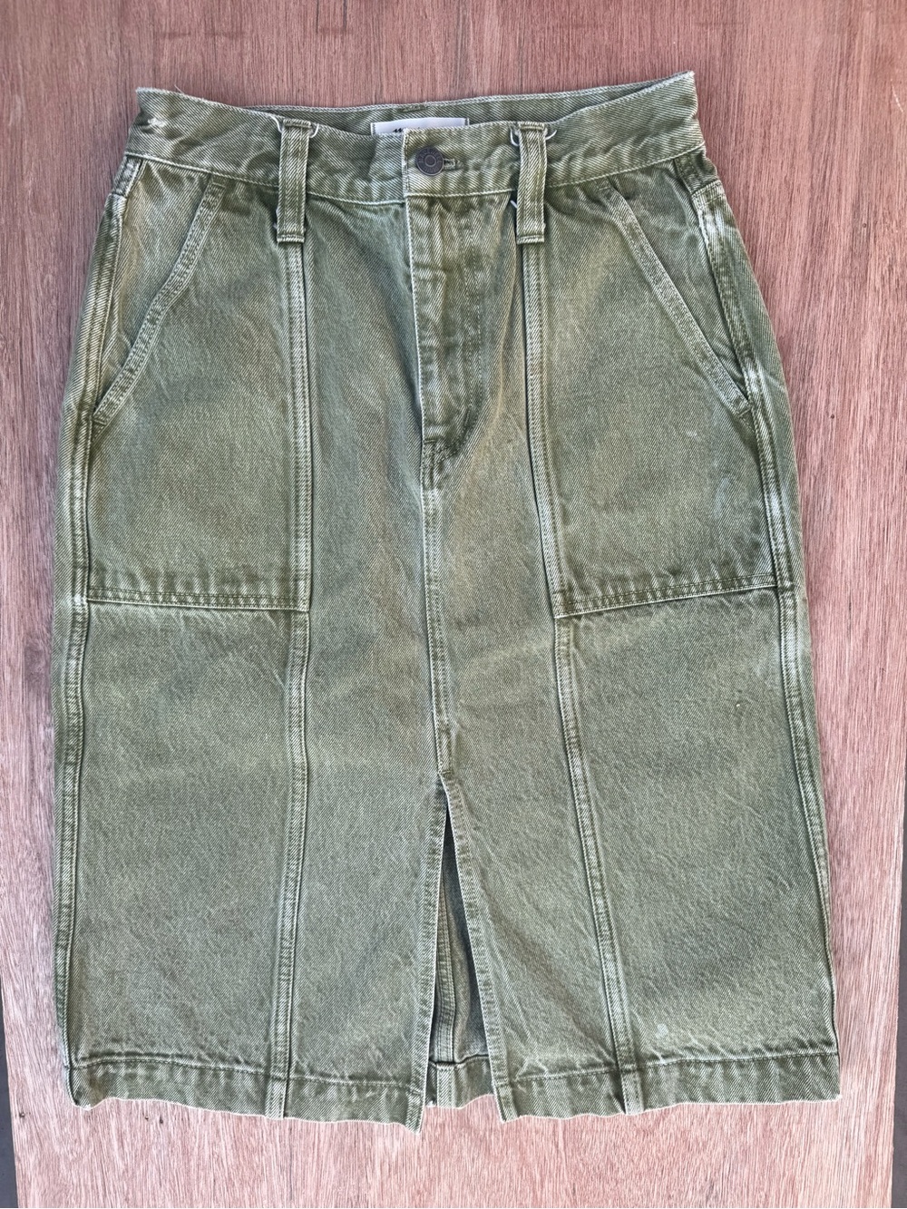 Madewell Olive Green Cargo-Style Midi Skirt